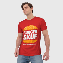 Футболка с принтом Burger skuf для мужчины, вид на модели спереди №2. Цвет основы: белый