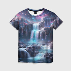 Волшебный ночной водопад – Женская футболка 3D с принтом купить со скидкой в -26%