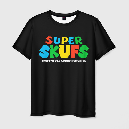Мужская футболка с принтом Super skufs, вид спереди №1