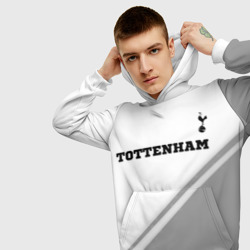 Толстовка с принтом Tottenham sport на светлом фоне посередине для мужчины, вид на модели спереди №3. Цвет основы: белый