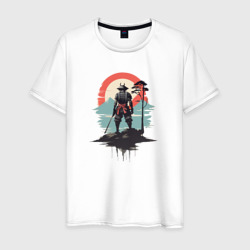Силуэт самурая на закате – Мужская футболка хлопок с принтом купить со скидкой в -20%