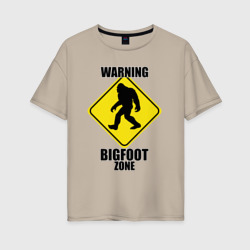 Предупреждающий знак Bigfoot zone – Женская футболка хлопок Oversize с принтом купить со скидкой в -16%