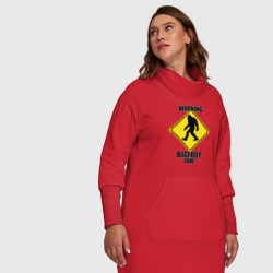 Платье с принтом Предупреждающий знак Bigfoot zone для женщины, вид на модели спереди №5. Цвет основы: красный