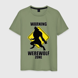 Предупреждающий знак Werewolf zone – Футболка из хлопка с принтом купить со скидкой в -20%