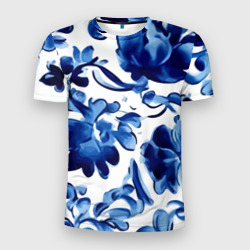 Гжель акварель – Мужская футболка 3D Slim с принтом купить со скидкой в -9%