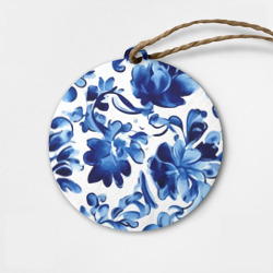 Деревянная игрушка круг Гжель акварель