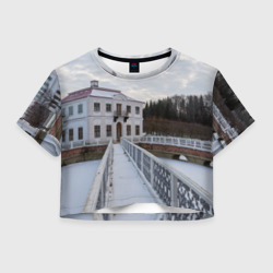 Петергоф дворец Марли – Женская футболка Crop-top 3D с принтом купить