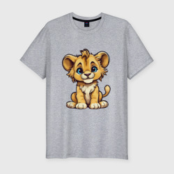Милый мультяшный львенок – Мужская футболка хлопок Slim с принтом купить
