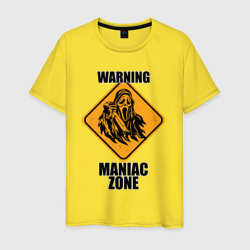 Предупреждающий знак Maniac zone – Футболка из хлопка с принтом купить со скидкой в -20%