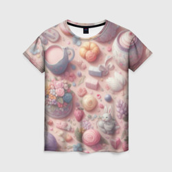 Акварельный фон в пастельных тонах – Женская футболка 3D с принтом купить со скидкой в -26%
