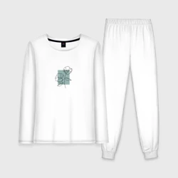 Женская пижама с лонгсливом хлопок Цветок в рамке