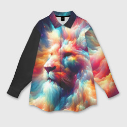 Межгалактический космический лев - нейросеть – Рубашка оверсайз с принтом купить