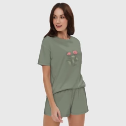 Женская пижама с шортиками хлопок Цветок абстракция - фото 2