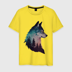 Волк силуэт – Мужская футболка хлопок с принтом купить со скидкой в -20%