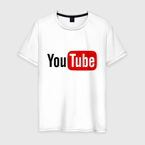 Мужская футболка из хлопка с принтом You tube logo, вид спереди №1