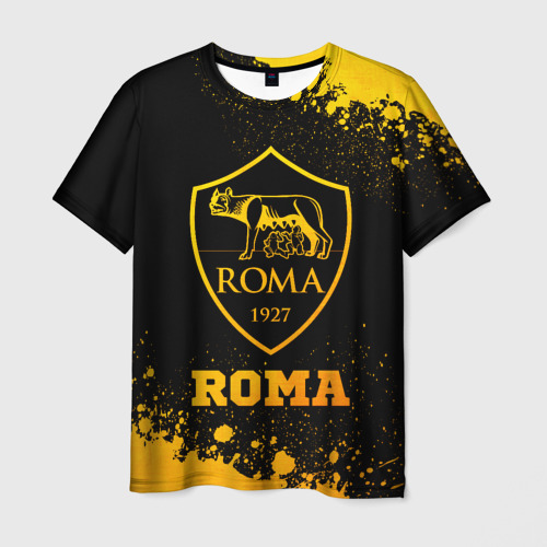 Мужская футболка с принтом Roma - gold gradient, вид спереди №1