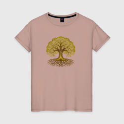 Золотое дерево жизни – Женская футболка хлопок с принтом купить со скидкой в -20%
