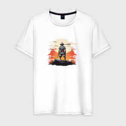 Одинокий самурай встречает восход солнца – Мужская футболка хлопок с принтом купить со скидкой в -20%