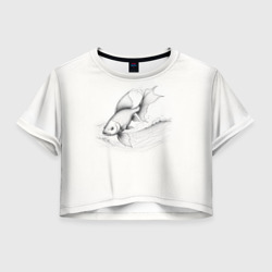 Рыба лайн арт стиль – Женская футболка Crop-top 3D с принтом купить