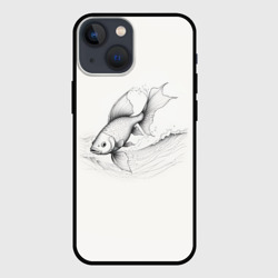 Рыба лайн арт стиль – Чехол для iPhone 13 mini с принтом купить