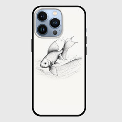 Рыба лайн арт стиль – Чехол для iPhone 13 Pro с принтом купить