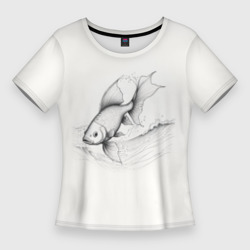 Рыба лайн арт стиль – Женская футболка 3D Slim с принтом купить