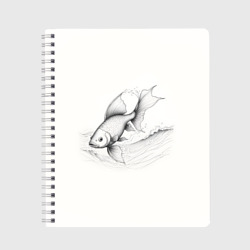 Рыба лайн арт стиль – Тетрадь с принтом купить