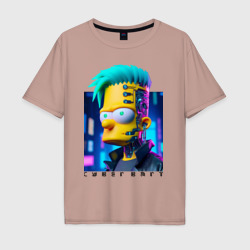 Кибер Барт - нейросеть фантазия – Мужская футболка хлопок Oversize с принтом купить со скидкой в -16%