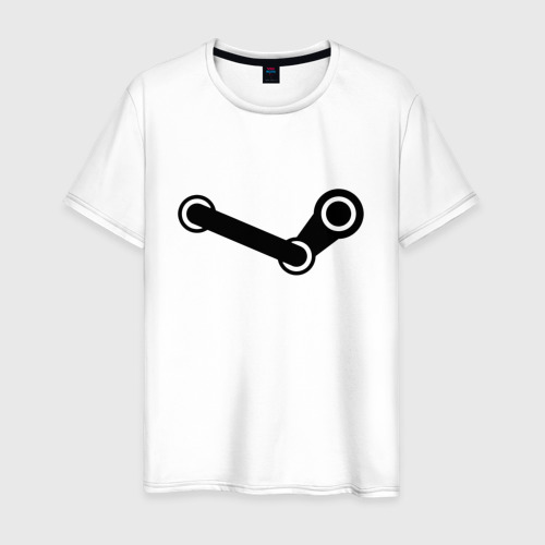 Мужская футболка из хлопка с принтом Steam logo black, вид спереди №1