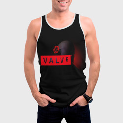 Майка с принтом Valve afro logo для мужчины, вид на модели спереди №2. Цвет основы: белый