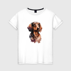 Такса милая собачка – Женская футболка хлопок с принтом купить со скидкой в -20%