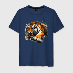 Тигр оскал зверя – Мужская футболка хлопок с принтом купить со скидкой в -20%