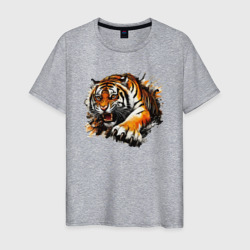 Тигр оскал зверя – Мужская футболка хлопок с принтом купить со скидкой в -20%