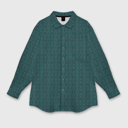 Тёмно-зелёный узорчатый – Женская рубашка oversize 3D с принтом купить