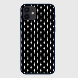 Чёрный в белый горошек узором – Чехол для iPhone 12 Mini с принтом купить