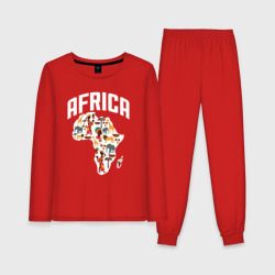 African mood – Женская пижама с лонгсливом хлопок с принтом купить