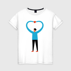 Сердечко в руках – Женская футболка хлопок с принтом купить со скидкой в -20%