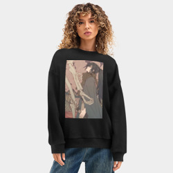 Женский свитшот oversize без начеса хлопок Усянь Вэй с катаной - фото 2