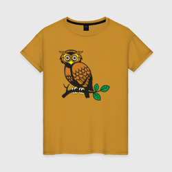 Сова на дереве – Женская футболка хлопок с принтом купить со скидкой в -20%