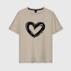 Черное сердце – Женская футболка хлопок Oversize с принтом купить со скидкой в -16%