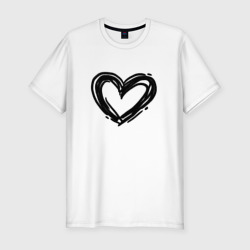 Черное сердце – Мужская футболка хлопок Slim с принтом купить