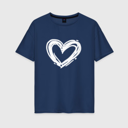 Белое сердце – Женская футболка хлопок Oversize с принтом купить со скидкой в -16%