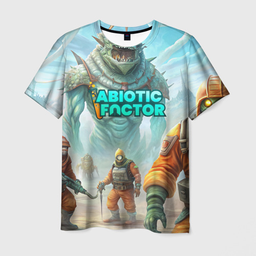 Мужская футболка с принтом Abiotic Factor монстры снаружи, вид спереди №1