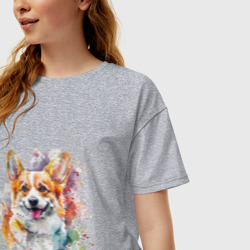 Женская футболка хлопок Oversize Корги love pets - фото 2