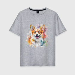 Женская футболка хлопок Oversize Корги love pets