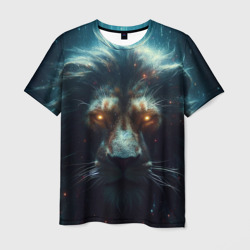 Лев с светящимися глазами на темном фоне – Мужская футболка 3D с принтом купить со скидкой в -26%