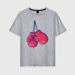 Перчатки для бокса – Женская футболка хлопок Oversize с принтом купить со скидкой в -16%