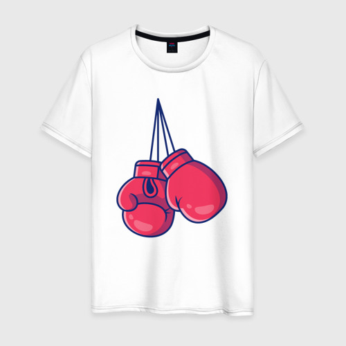Мужская футболка из хлопка с принтом Перчатки для бокса, вид спереди №1