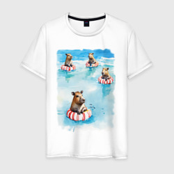Капибара на море – Мужская футболка хлопок с принтом купить со скидкой в -20%