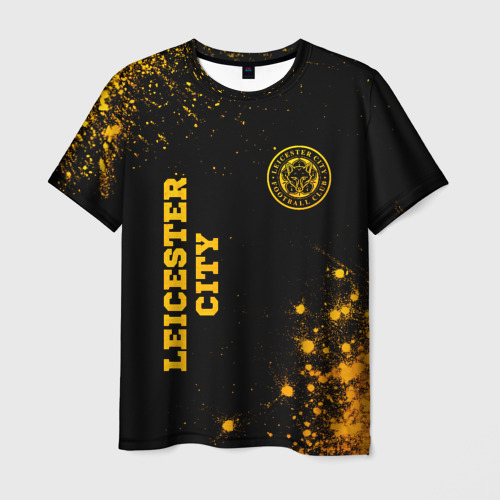 Мужская футболка с принтом Leicester City - gold gradient вертикально, вид спереди №1